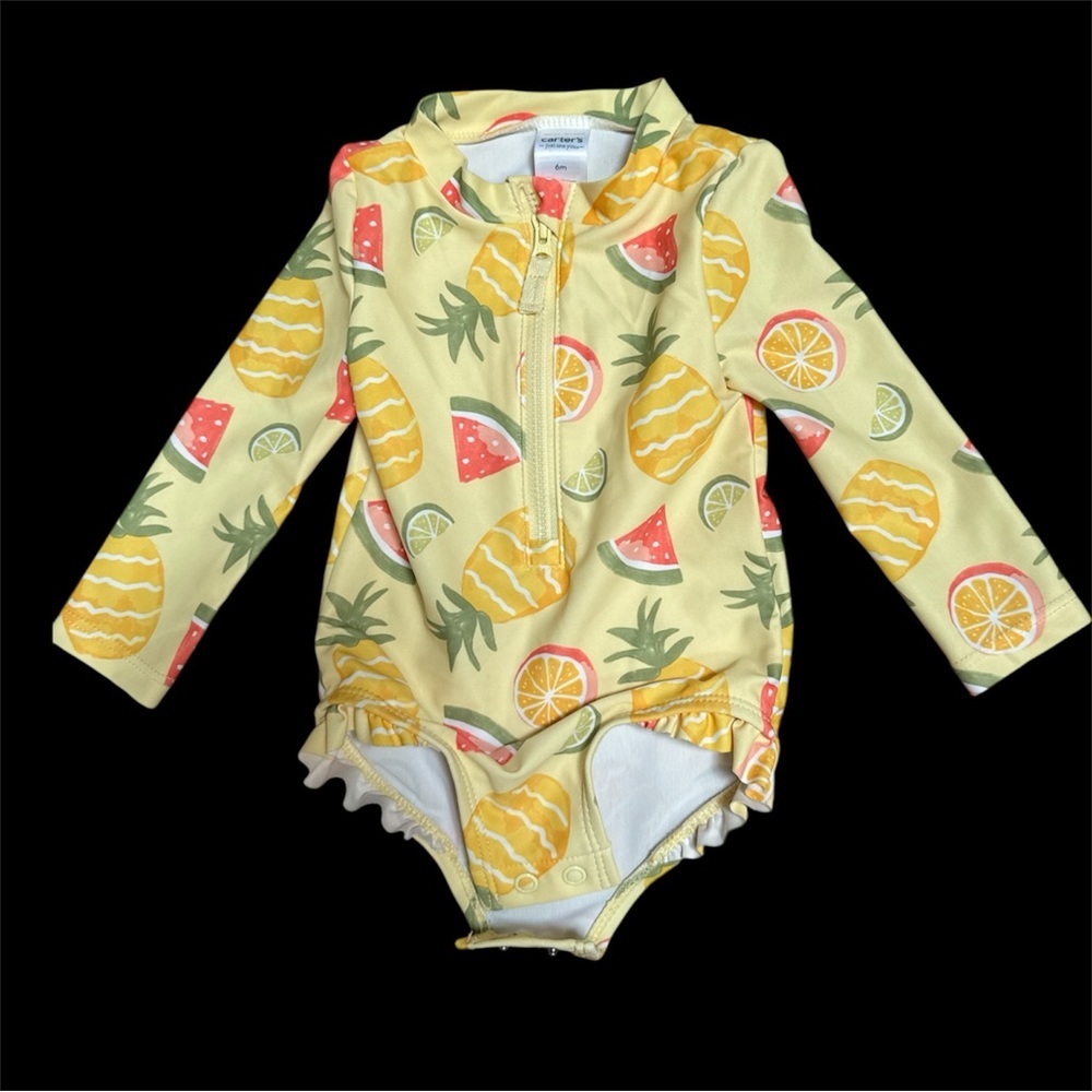 Carter's Baby Girls' Long Sleeve Fruit Printed Rash Guard Swim - 6M
